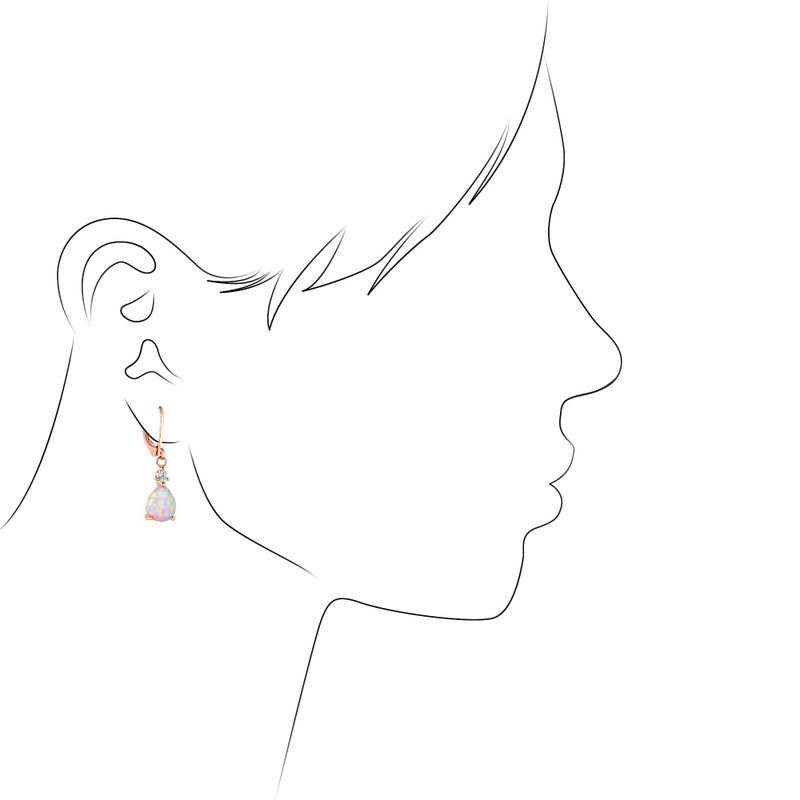GEMSME Rose Gold Plated Pear Opal Leverback Drop Earrings - Image 4